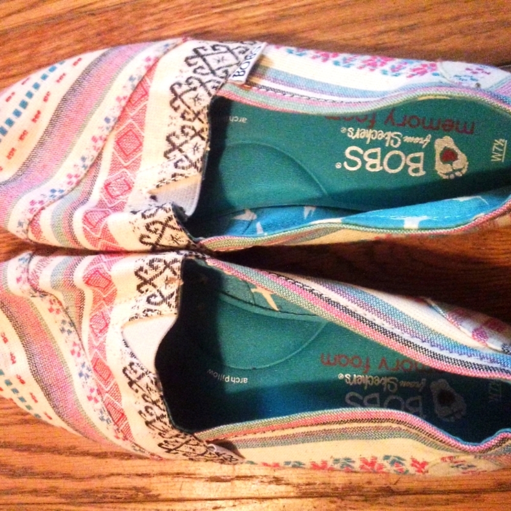Skechers BOBS Flats Loafers Shoes Multicolored Hippie Boho Size 7.5